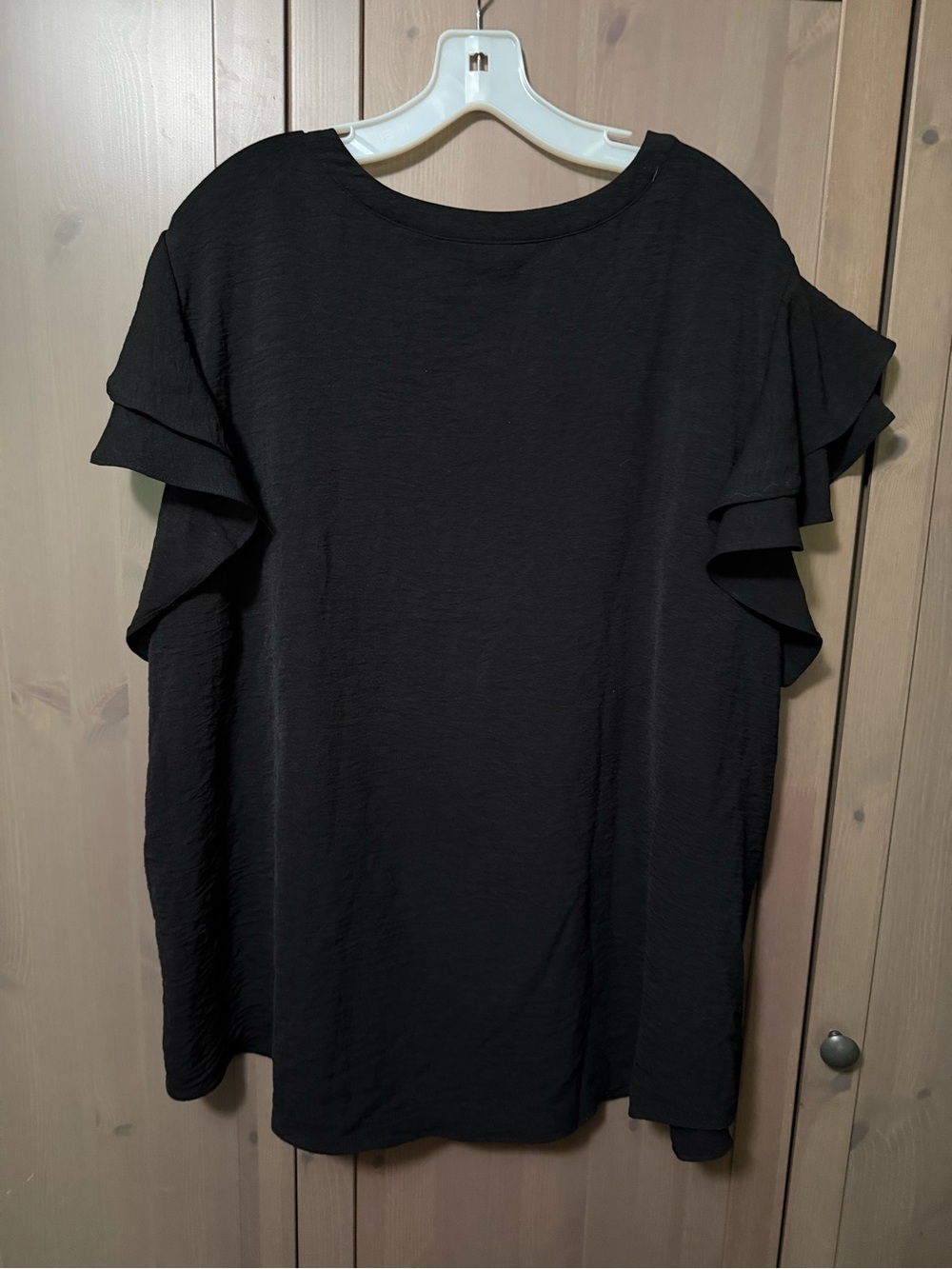 Zac & Rachel Black Ruffle Sleeve V-Neck Blouse - Picture 2 of 4